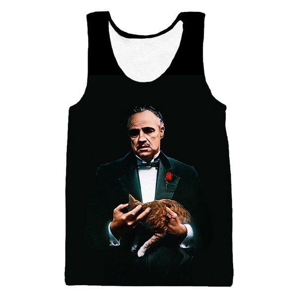 

yx girl the godfather/3d max 3d full print tank summer sleeveless hipster hip hop casual street wear tee for men, White;black