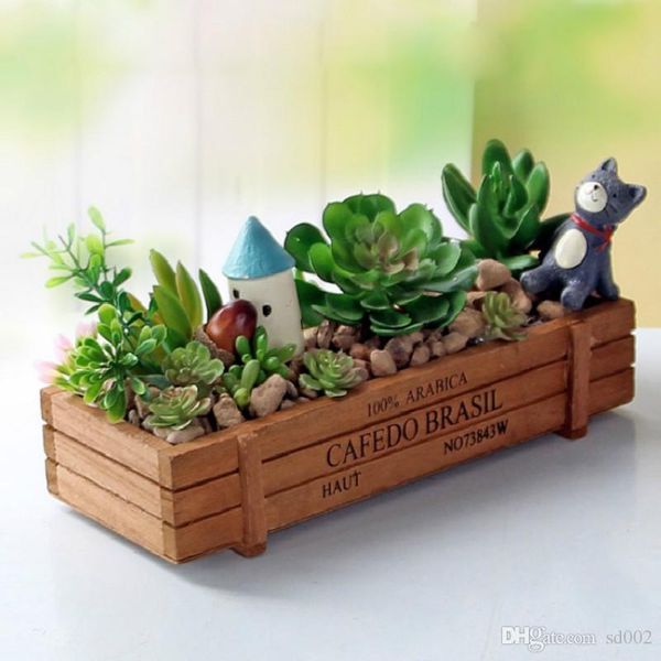 

retro design planters fashion wooden garden pot anti wear deskflowerpot fun decorations storage box new 3 7hx zz