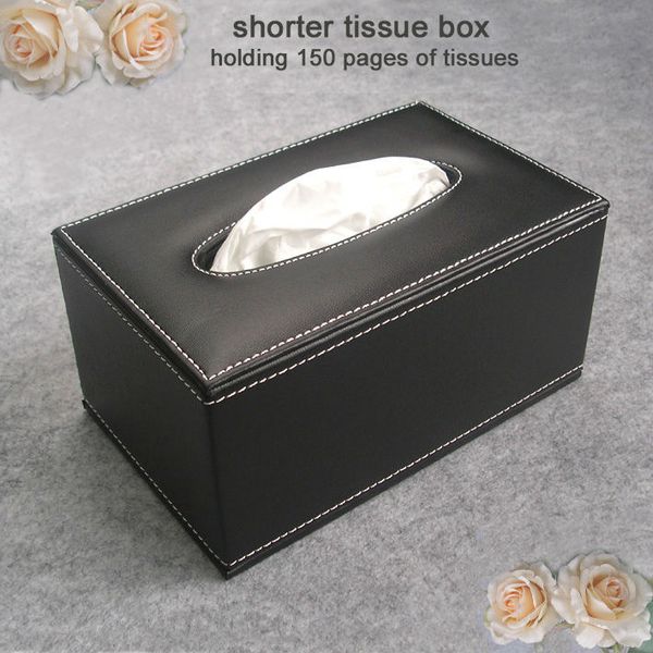 

wood struction leather rectangle tissue box napkin toilet paper holder dispenser case home decoration black 250a