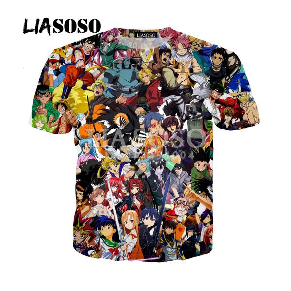 

lio fashion 2018 anime 3d print men t shirt one piece/naruto/bleach/fullmetal alchemist character casual tshirt homme y100, White;black