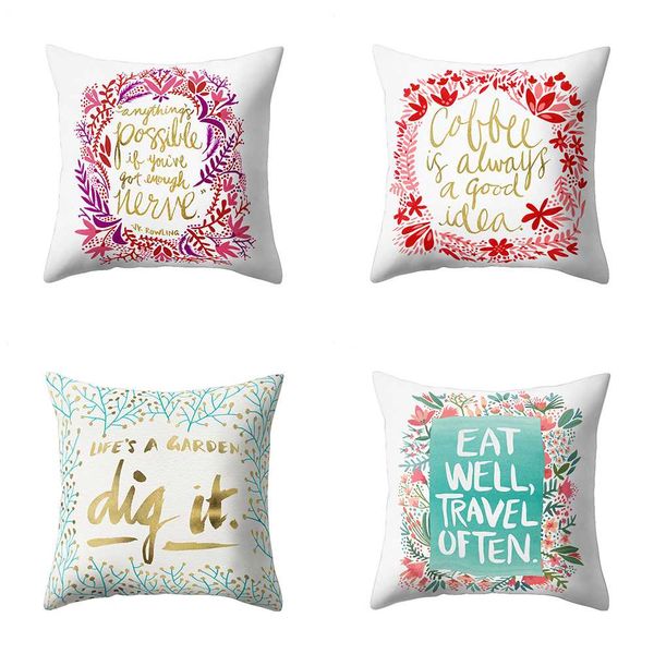 English Phrase Print Pillow Case Fashion Throw Cushion Home