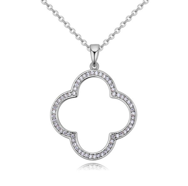 

necklaces jewelry brand new fashion women zircon flower pendant luxury elegant 18k gold plated necklace jewelry wholesale ln013, Silver