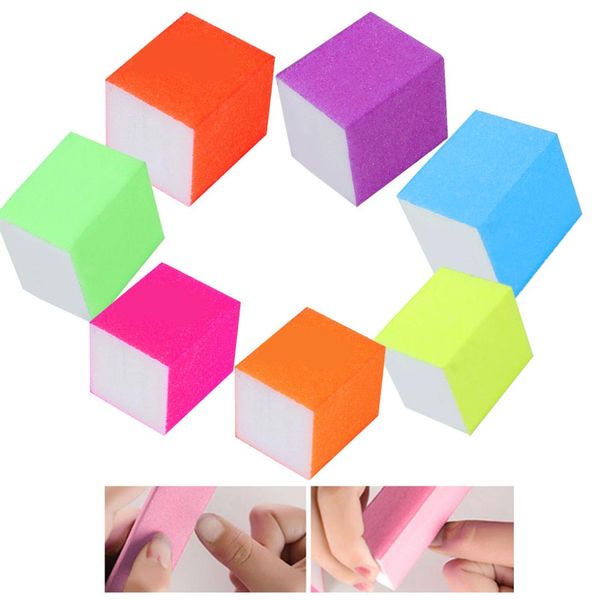 

5 pcs new mini small bean tofu curd block fluorescent nail file nail art buffer multi-color polish diy tools