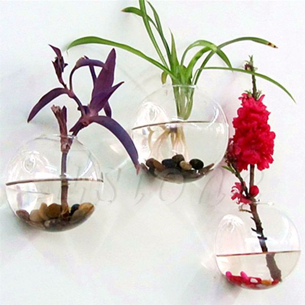 

ootdty glass flower planter vase home garden ball decor wall hang terrarium container