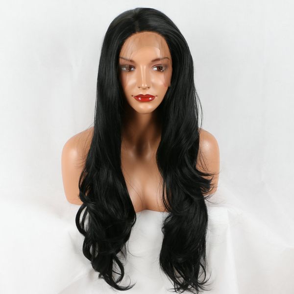 Lace Front Wigs 24inch 1b Long Black Wig Wavy Hairstyles For Women