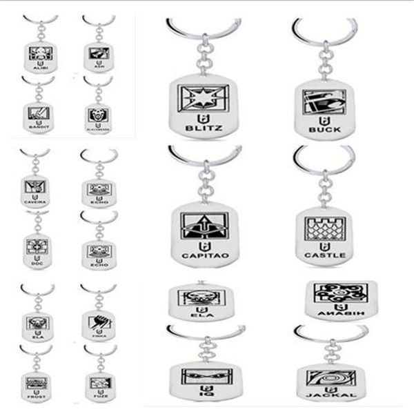 

game tom clancy's rainbow six siege keychain 40 hearoes dog tag pendant stainless steel key holder figure chaveiro 13077, Silver