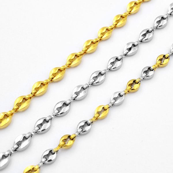 

Ювелирные изделия 4 мм мужские женские серебряный золотой цвет кофе в зернах цепи