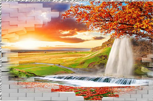 3D Wallpaper Murale Decor Photo Sfondo 3D Romance Tramonto romantico Stile rustico Murale per soggiorno Grande dipinto Home Decor