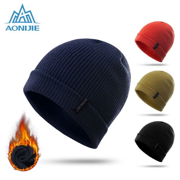 

aonijie winter knitted hats outdoor sports snowboarding cap winter windproof thick warm running cap ski running caps, Black;white