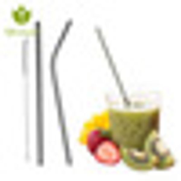 

2pcs/set straight bent stainless steel milk drinking straws with 1 pc cleaning cleaner brush for coffee fruit juice drinkware