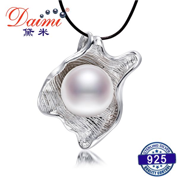 

daimi 11-12mm big pearl pendant 3 color unique style natural freshwater pearl pendant necklace, Silver