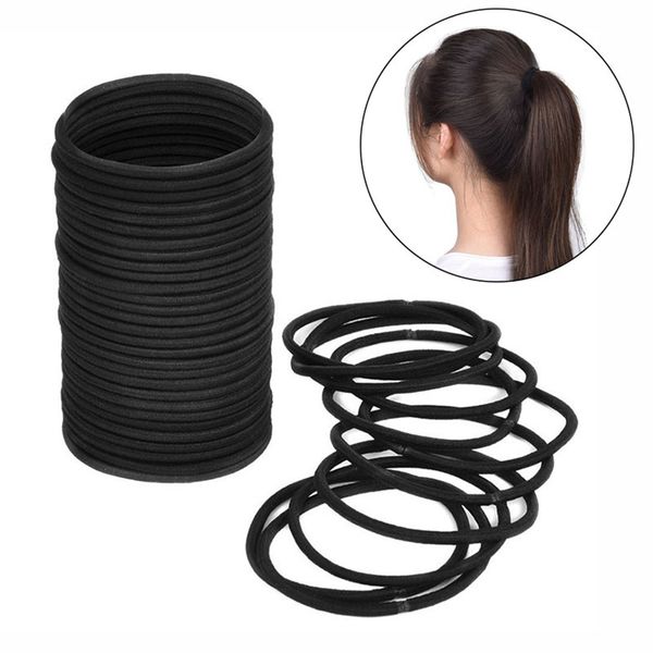 

100pcs black thick snag endless hair elastics hairbands ponytail hair ties, Brown