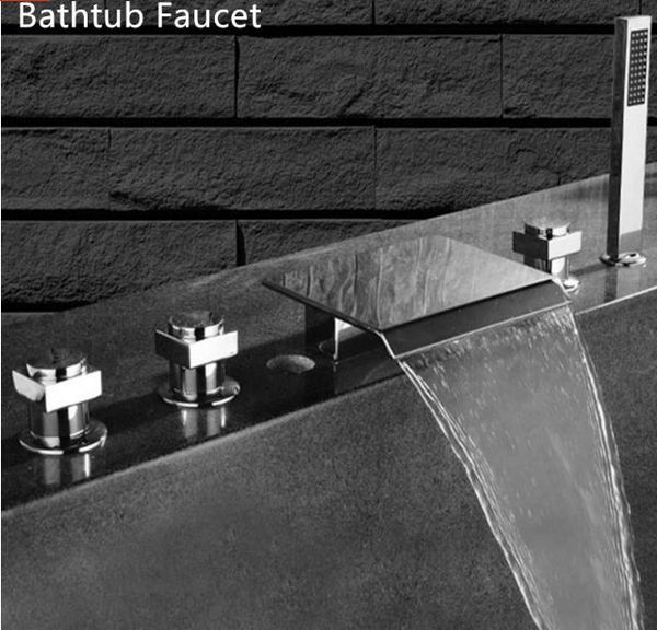 

sanitary ware bathtub faucet waterfall spray tap 3 handle control with bath shower accesssories faucet mixer tap brass chrome