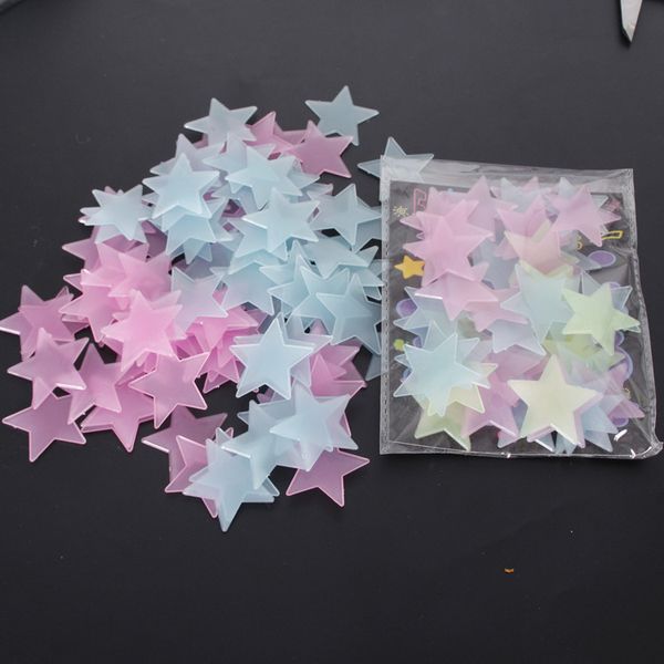 

glow wall stickers decal baby kids bedroom home decor color stars luminous fluorescent 3d stiker 3 clors ib689