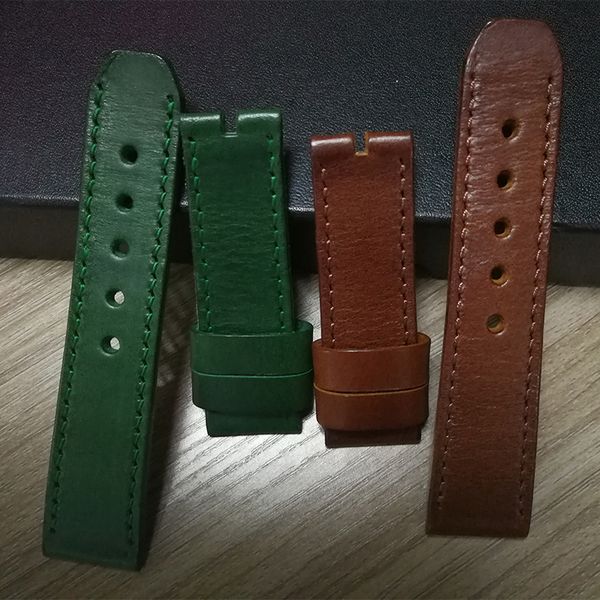 

handmade genuine leather watchband wristwatches band promotion price leather bracelet 24mm a pack band very low price wholesale, Black;brown