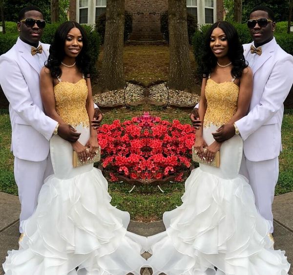 

африканские золотые аппликации пром платья русалка старинные сексуальные спагетти молния назад черные девушки вечерние платья, Black