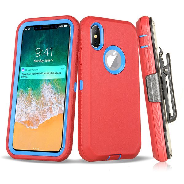 

For iphone x max defender ca e 3in1 oft tpu bumper hybrid back cover hockproof defender ca e with clip for iphone xr x max