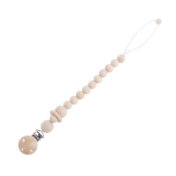 Baby Infant Toddler Wooden Dummy Pacifier Soother Nipple Chain Clip Holder NEW