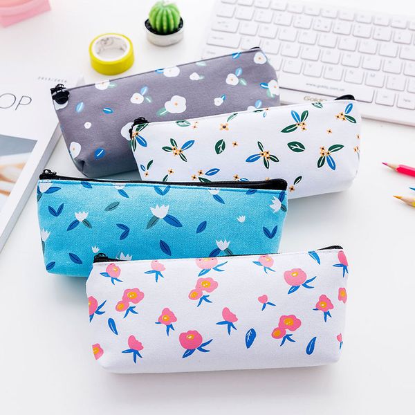 

korea stationery girls fresh cute canvas pencil bags simple large capacity pencil case stationery student supplies hipping