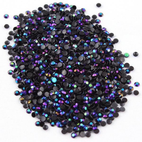 

black ab 2mm,3mm,4mm nail art resin jelly rhinestone round flatback for diy nail art accessories, Silver;gold