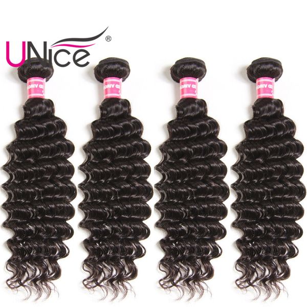 

Unice hair 4 bundle indian deep wave virgin human hair bundle brazilian wavy hair weave nice bulk peruvian malay ian deep whole ale
