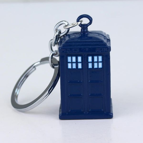 

new arrival doctor who keychain blue color dalek tardis box key holder for men and woman accessories, Silver