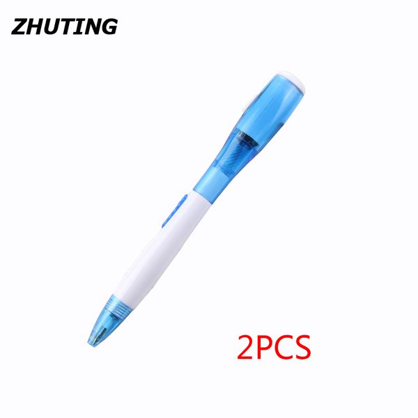 

2pcs student stationery led lamp multifunction ballpoint pen, Blue;orange
