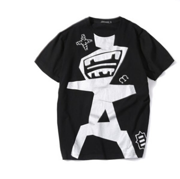 

Stylish Tshirts Men Summer White Black tEES Fashion Robot Print Design Short Sleeved Tops Big Size T-shirts