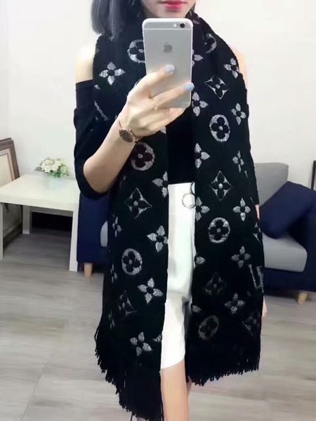 

High Qualtiy Luxury Brand Cashmere scarf for Women Designer Long Scarves with silver thread Shawls Wrap With Tags 180x40cm Shawls RT0050