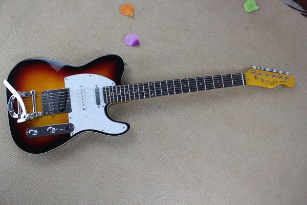 

small rocker electric guitar sunset color body white guard three pieces of pickup