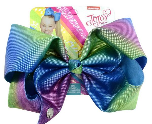 8/"JoJo Hair Bows Clips Grosgrain Mermaid Scales Rainbow Girls Hair Accessories