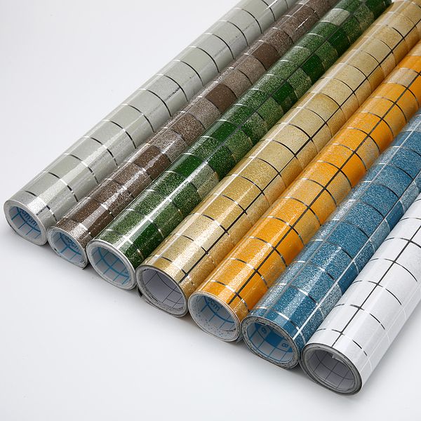 PVC-Mosaik-Küche, wasserdichte Fliesenaufkleber, Tapete, Badezimmer, Wandaufkleber, Vinyl, selbstklebende Tapeten, Heimdekoration, 0,6 m x 5 m