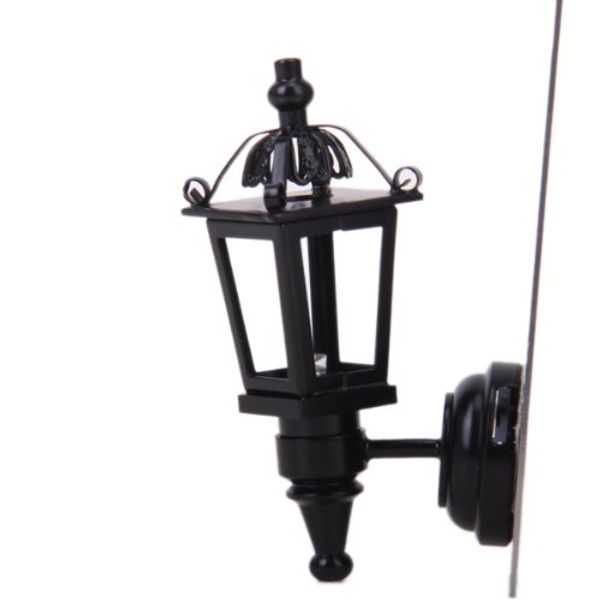 

cnim black metal 1/ 12 dollhouse miniature led wall light model