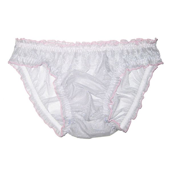 

2018 gay men's underwear transparent ultra-thin cd men briefs light yarn breathable sissy underpants male jockstrap, Black;white