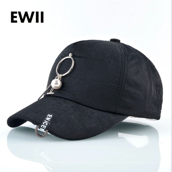 

women baseball cap female punk style pearl ring sun hat for women lable snapback caps ladies trucker hip hop hats bone masculino, Blue;gray