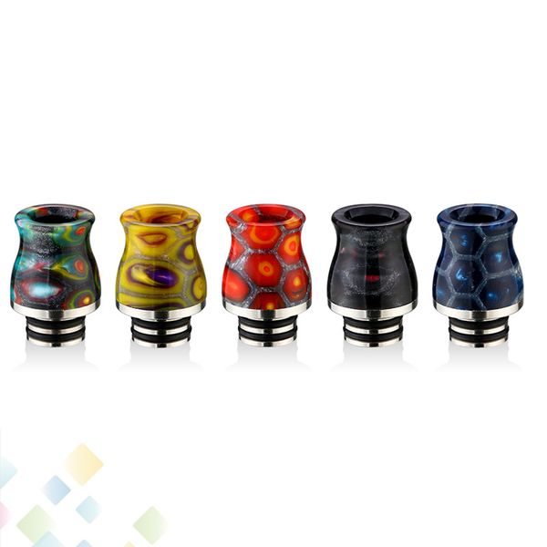 

510 Thread Epoxy Resin Drip Tip Snake Skin Colorful Cobra Honeycomb Vape Drip Tips For TFV8 Baby 510 Atomizers DHL Free