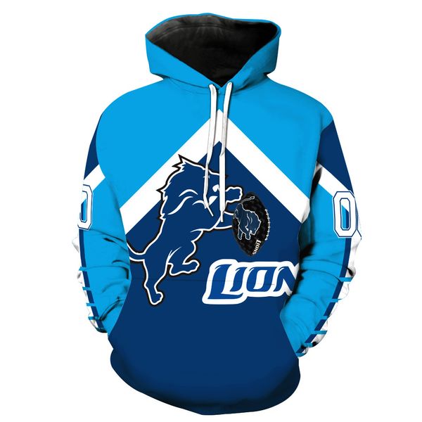 

new lions hoodies 3d sweatshirts men women hooded tracksuits autumn winter pullover for detroit gift, Black