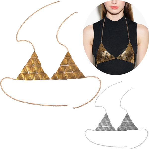 

beach bikini bra chest body chain women triangle backless halter bib belly chains body jewelry, Red;black