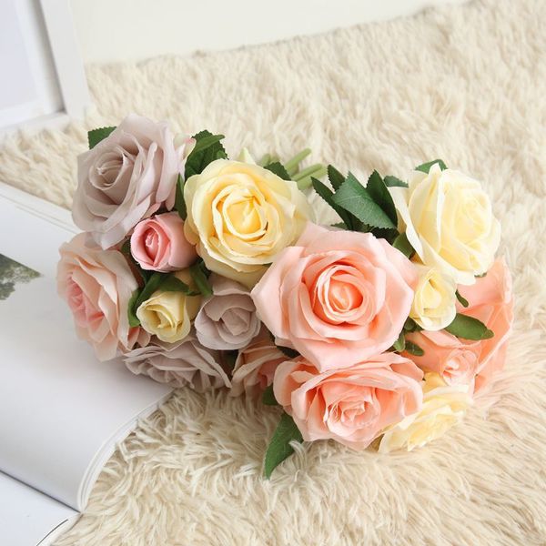 

cloth artificial rose flowers wedding bride bouquet home decoration rose flowers diy party supplies handmade craft