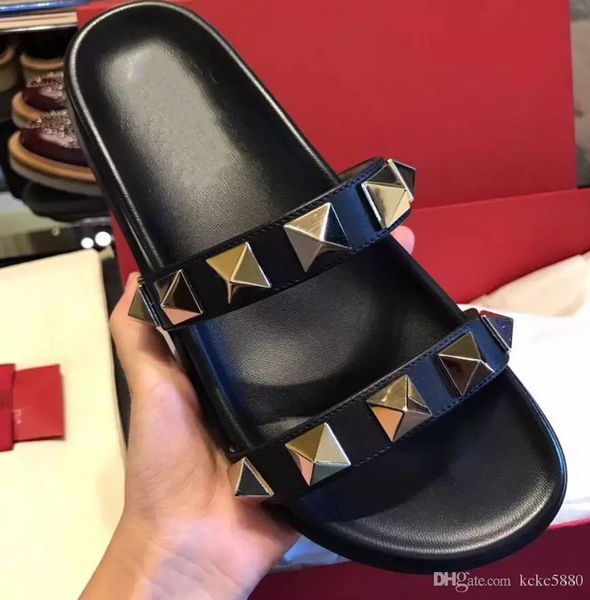 

Luxury Brand Women cow leather open toe Metal Rivets wading sandals Outdoor summer Beach Flip-flop Slippers upstream sandals