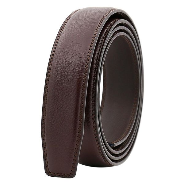 

men's business soft faux leather belt no buckle wide band replacement waistbelt, Black;brown
