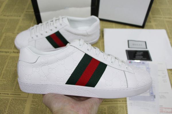 

New man women green red green tripe with de igner neaker genuine leather printed letter hoe white black grey ize 35 46