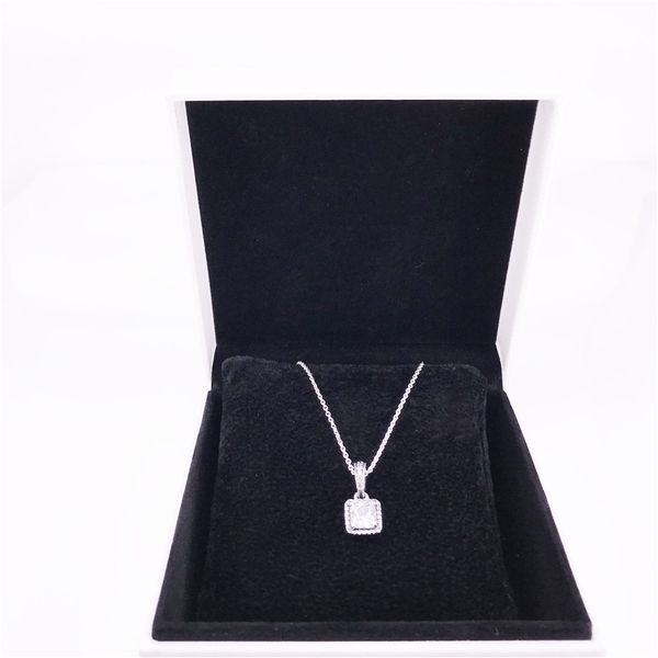 

Timeless Elegance Pendant necklace Authentic 925 Sterling Silver with clear Cubic zirconia DIY Fine Jewelry Chain necklace