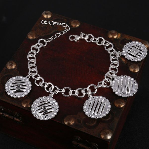 

hesiod elegant round hollow pendant charm bracelets anklets for women link chain bracelet bangle summer jewelry, Golden;silver