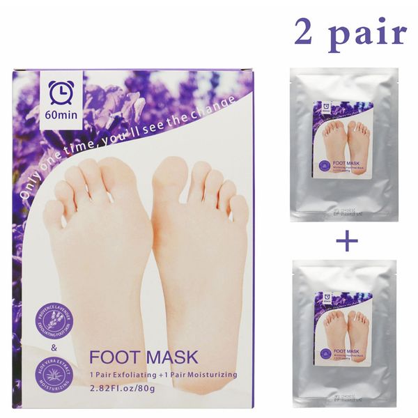 

aloe vera lavender foot mask feet exfoliating moisturising skin peeling dry dead skin remover feet care beauty tools 1lot=1box=2pairs