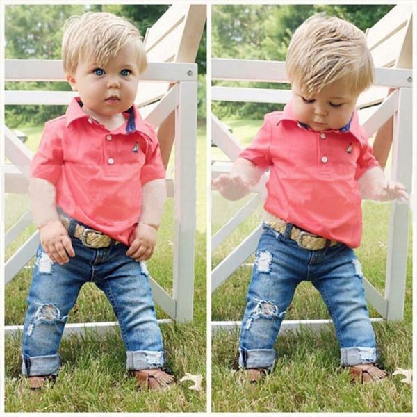 

boys set + short suit sleeve boy sets shirt polo children's jeans clothes clothing baby summer two-piece vsdhl
