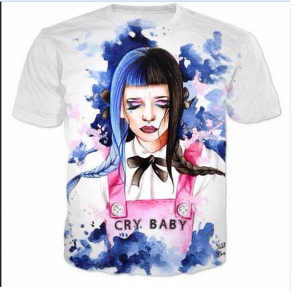 

fashion mens/womans melanie martinez crybaby summer style funny 3d print casual t-shirt plus size zgx061, White;black