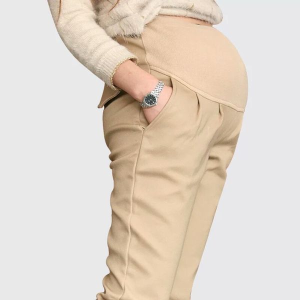 

maternity pants large size loose trousers cotton high waist elastic casual harem pants clothes for pregnant women, White