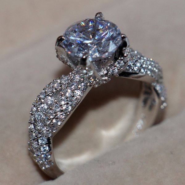 

choucong luxury jewelry dinosaur claw set diamond 14kt white gold filled engagement wedding band ring set for women, Slivery;golden