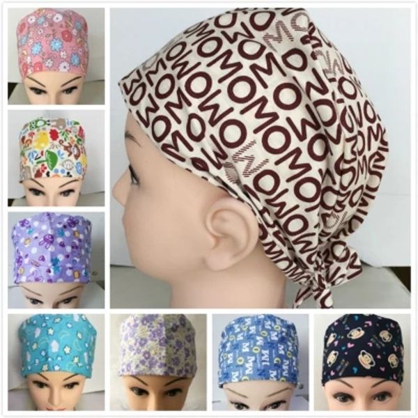 

cotton operating room printed cap, male and female doctors and nurses dental work cap, head covering, surgical luni cap
